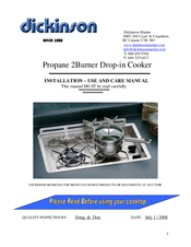Dickinson 2 Burner Drop In Installation Use And Care Manual