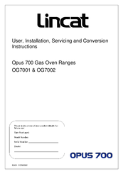 Lincat OG7001 User, Installation, Servicing And Conversion Instructions