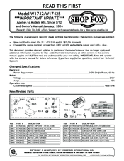 Shop fox SHOP FOX W1742S  insert Owner's Manual