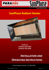 Parasol SunPhase 16E LP Installation And Operating Instructions Manual