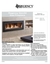 Regency Fireplace Products GEM54-ULPG Owners & Installation Manual