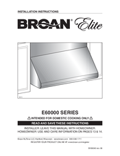 Broan Elite E60000 Series Installation Instructions Manual