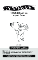 Master-force 241-0314 Operator's Manual