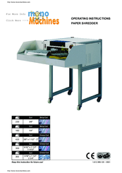 Mono Machines Paper Shredder Operating Instructions Manual