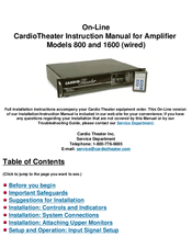 Cardio Theater CTI SYSTEM 800 Instruction Manual