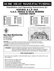 Sure Heat Manufacturing GO18-P Installation And Operating Instructions For