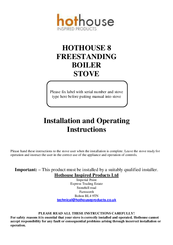 HOTHOUSE 8 Installation And Operating Instructions Manual
