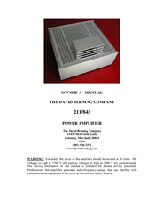 David Berning 211/845 Owner's Manual