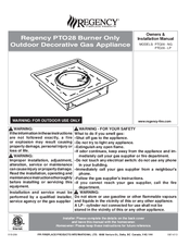Regency PTO28 - NG Owners & Installation Manual