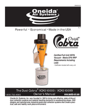 Oneida Air Systems Dust Cobra - XCK010099 Owner's Manual