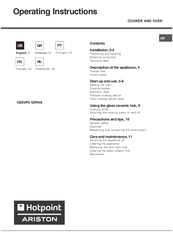 Hotpoint Ariston CE6VP5 HA Operating Instructions Manual