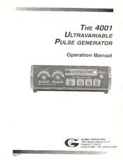 Global Specialties 4001 Operation Manual
