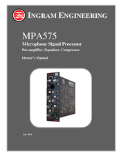 Ingram Engineering MPA575 Owner's Manual