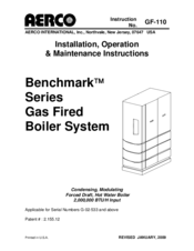 Aerco GF-110 Benchmark Series Installation, Operation & Maintenance Instructions Manual