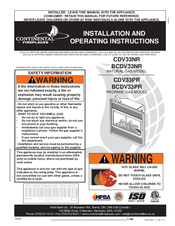 Continental Fireplaces BCDV33PR Installation And Operating Instructions Manual
