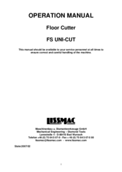 Lissmac FS UNI-CUT Operation Manual