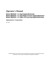 Signametrics SMX2040 Operator's Manual