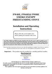 Heat Design FW6SE Installation And Operating Instructions Manual