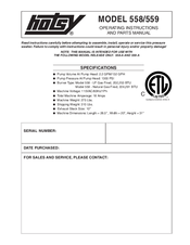 Hotsy 559 Operating Instructions And Parts Manual