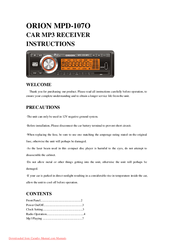 Orion MPD-107O Instructions Manual