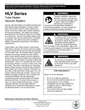 Detroit Radiant Products HLV Series Installation, Operation, Maintenance And Parts General Manual