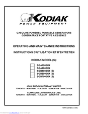 Kodiak SGA2800HX Operating And Maintenance Instructions Manual