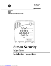 GE Simon Security System Installation Instructions Manual