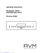 AVM OVATION CD8D Operating Instructions Manual