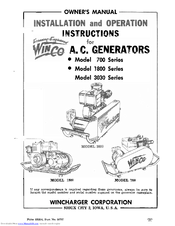 Winco 700-2 Owner's Manual