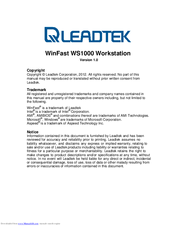 Leadtek WinFast WS1000 Workstation User Manual