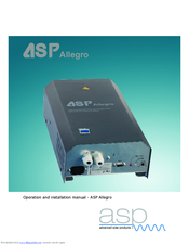 ASP Allegro Operation And Installation Manual