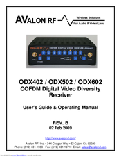 Avalon RF ODX502 User's Manual & Operating Manual
