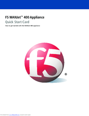 F5 WANJet 400 Appliance Quick Start Card