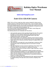 Kalinka Optics Zenit-122k SLR User Manual
