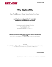 Reznor 8045 09 Installation, Comissioning And Servicing Instructions