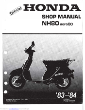 Honda NHSO aeroBO 1983 Shop Manual