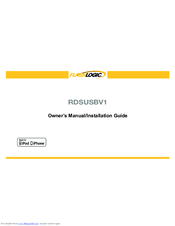 FlashLogic RDSUSBV1 Owner's Manual & Installation Manual