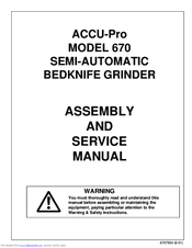 Foley United ACCU-Pro 670 Assembly And Service Manual