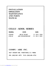 Compu-aire CELLU-KOOL CELAC Installation, Operation, Maintenance And Parts Manual