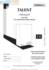 Ferroli Talent Installation And Use Instructions Manual