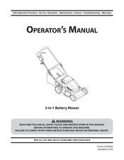 MTD 3-in-1 Battery Mower Operator's Manual