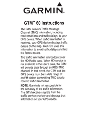 Garmin GTM 60 Instructions Manual