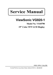 ViewSonic VG920-1 Service Manual