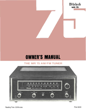 McIntosh MR 75 Owner's Manual