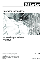 Miele W 2819i Operating Instructions Manual