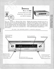 Sherwood S-2100 Operation, Installation And Service Manual