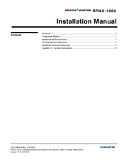 Christie Graph-X-Master RPMX-100U Installation Manual