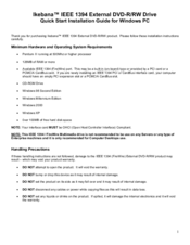 Ikebana IEEE 1394 External DVD-R/RW Drive Quick Start Installation Manual