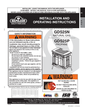 Napoleon Bayfield GDS25P Installation And Operating Instructions Manual