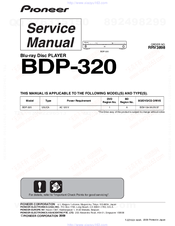 Pioneer BDP 320 - Blu-Ray Disc Player Service Manual